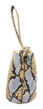 navigli bag | mustard yellow, light gray and black snake-embossed upcycled leather