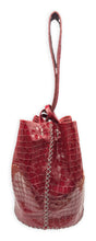 navigli bag | deep red mini croc-embossed upcycled leather