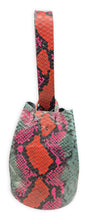 navigli bag | coral, pink and sage green snake-embossed upcycled leather