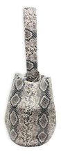 navigli bag | gray and black snake-embossed upcycled leather