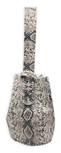 navigli bag | gray and black snake-embossed upcycled leather