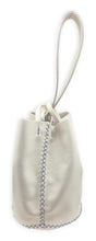 navigli bag | off-white upcycled leather with light blue stitching