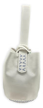 navigli bag | off-white upcycled leather with light blue stitching