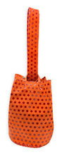 navigli bag | orange suede with glossy red polka dots upcycled leather