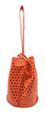 navigli bag | orange suede with glossy red polka dots upcycled leather
