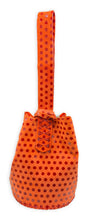 navigli bag | orange suede with glossy red polka dots upcycled leather