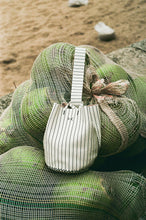 navigli bag | white pinstriped upcycled leather
