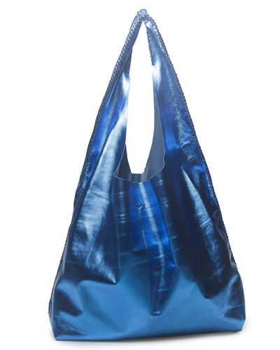 palermo bag | metallic blue upcycled leather