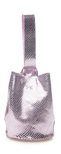navigli bag | light metallic pink snake embossed upcycled leather