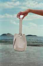 navigli bag | white pinstriped upcycled leather