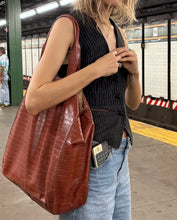 ipanema bag | burnt orange croc embossed upcycled leather