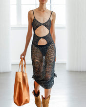 oitom dress | upcycled leather crochet