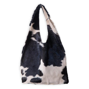 palermo bag | black and white upcycled cowhide
