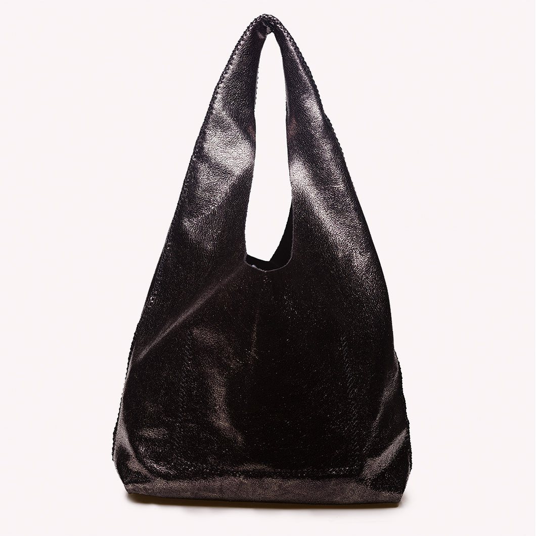 palermo bag | metallic black upcycled leather