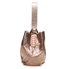 navigli bag | metallic brown upcycled leather with orange thread