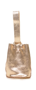 navigli bag | gold crackle upcycled leather with brown thread