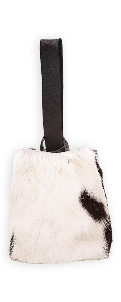 navigli bag | black and white upcycled cowhide