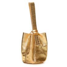 navigli bag | gold upcycled leather with black thread