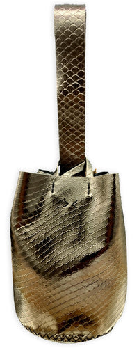 navigli bag | pewter snake-embossed upcycled leather