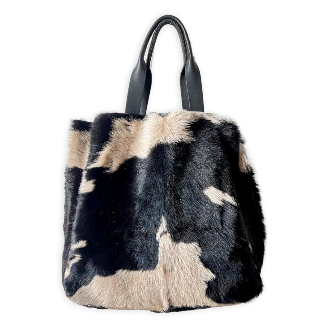ipanema bag | black and cream upcycled hair-on calf