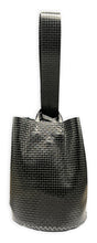 navigli bag | black geometric-embossed upcycled leather
