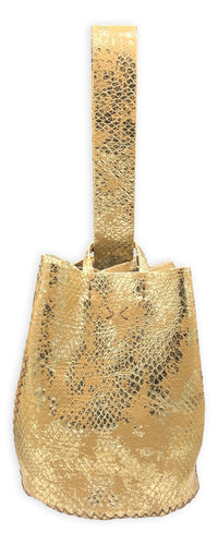 navigli bag | distressed gold snake-embossed upcycled leather