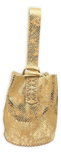 navigli bag | distressed gold snake-embossed upcycled leather