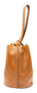 navigli bag | cognac geometric-embossed upcycled leather