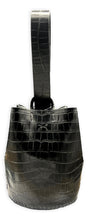 navigli bag | black croc-embossed upcycled leather