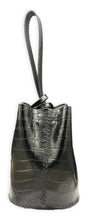 navigli bag | black croc-embossed upcycled leather