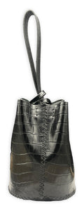 navigli bag | black croc-embossed upcycled leather