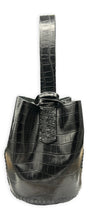 navigli bag | black croc-embossed upcycled leather