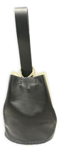 navigli bag | ivory and black two-color upcycled leather