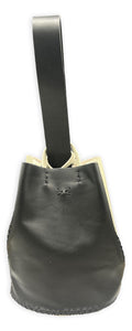navigli bag | ivory and black two-color upcycled leather