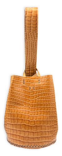 navigli bag | cognac croc-embossed grain upcycled leather