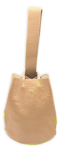 navigli bag | light beige glossy snake-embossed upcycled leather with neon stitches