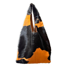 palermo bag | orange and brown upcycled cowhide