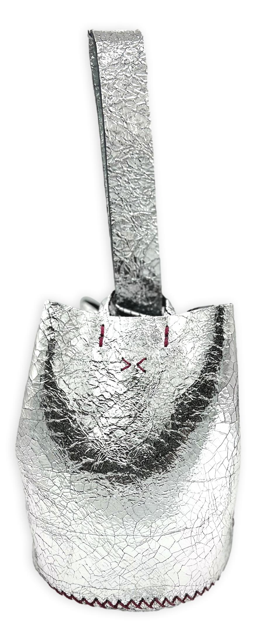 navigli bag | silver crackled upcycled leather