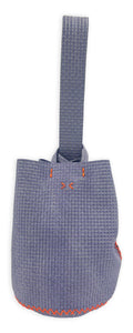 navigli bag | lavender geometric-embossed upcycled leather with orange stitches