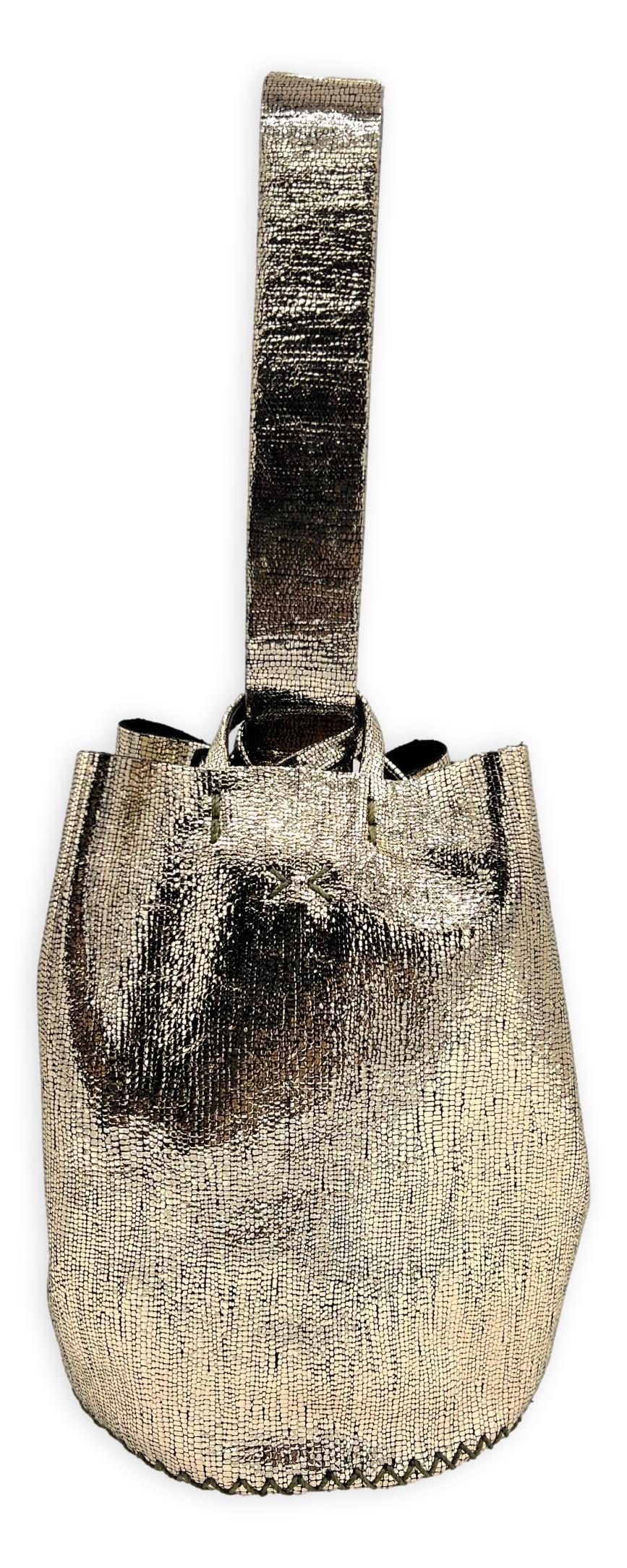 navigli bag | golden and black crackled upcycled leather