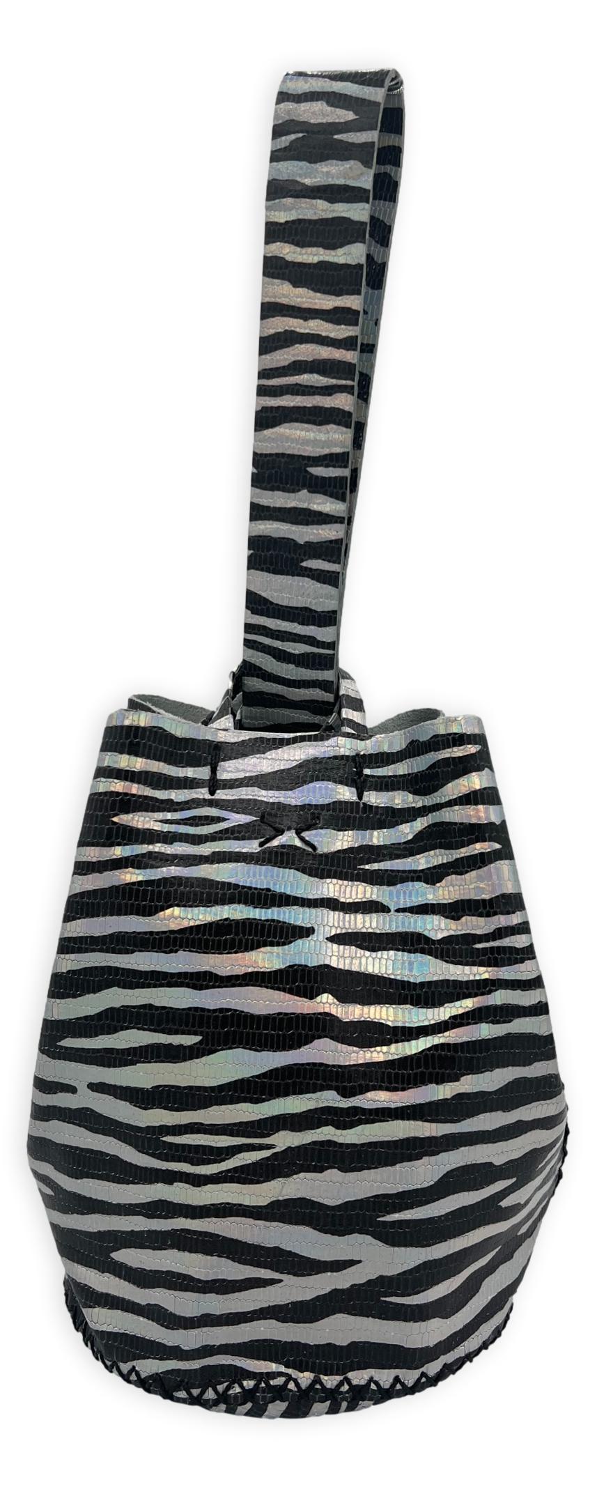 navigli bag | holographic zebra-print upcycled leather