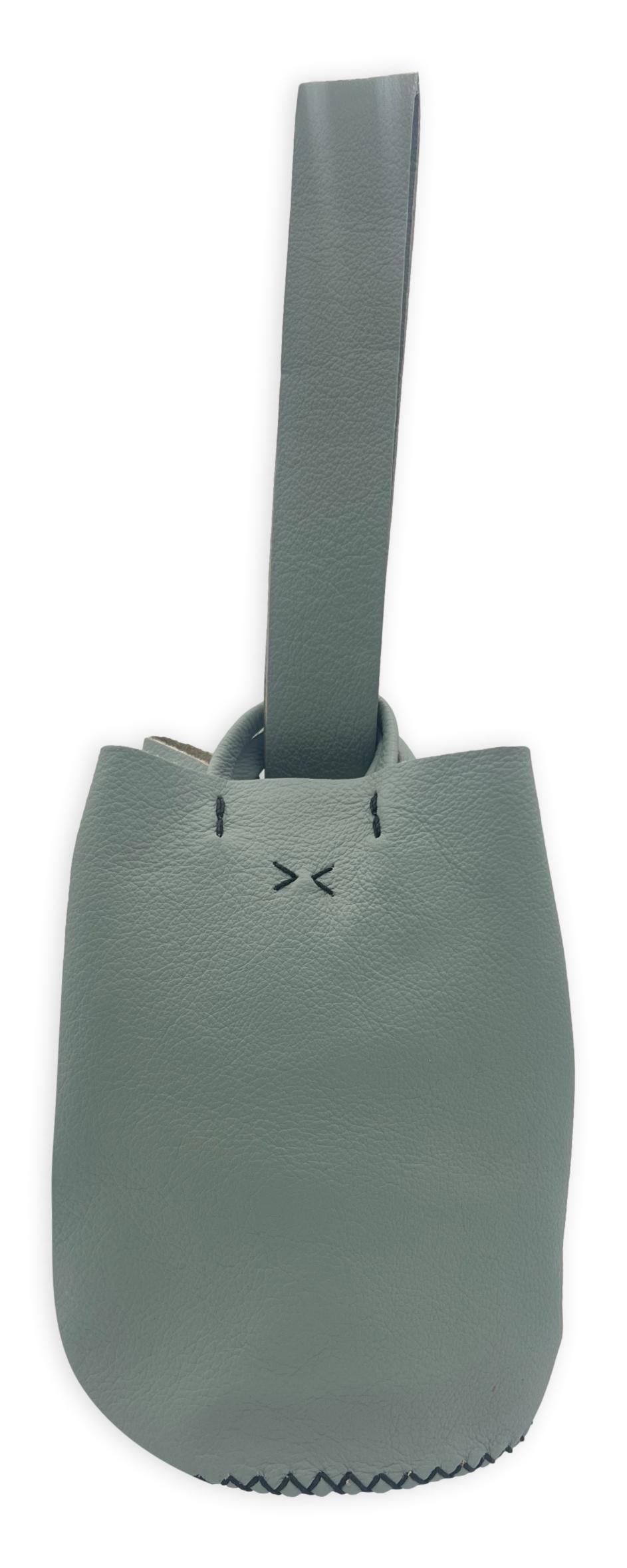 navigli bag | light blue upcycled leather with dark stitches