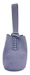 navigli bag | lavender textured upcycled leather with blue stitches