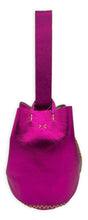 navigli bag | metallic pink upcycled leather with neon stitches