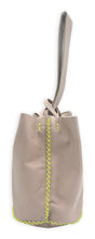 navigli bag | nude upycled leather with neon stitches