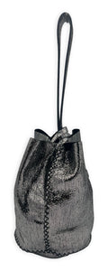 navigli bag | black and pewter textured upcycled leather