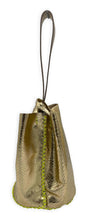 navigli bag | golden snake-embossed upcycled leather with neon stitches