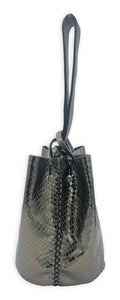 navigli bag | pewter snake-embossed upcycled leather