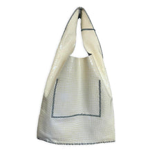 palermo bag | off-white mini croc-embossed upcycled patent leather