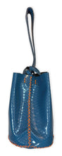 navigli bag | blue snake-embossed with orange stitching